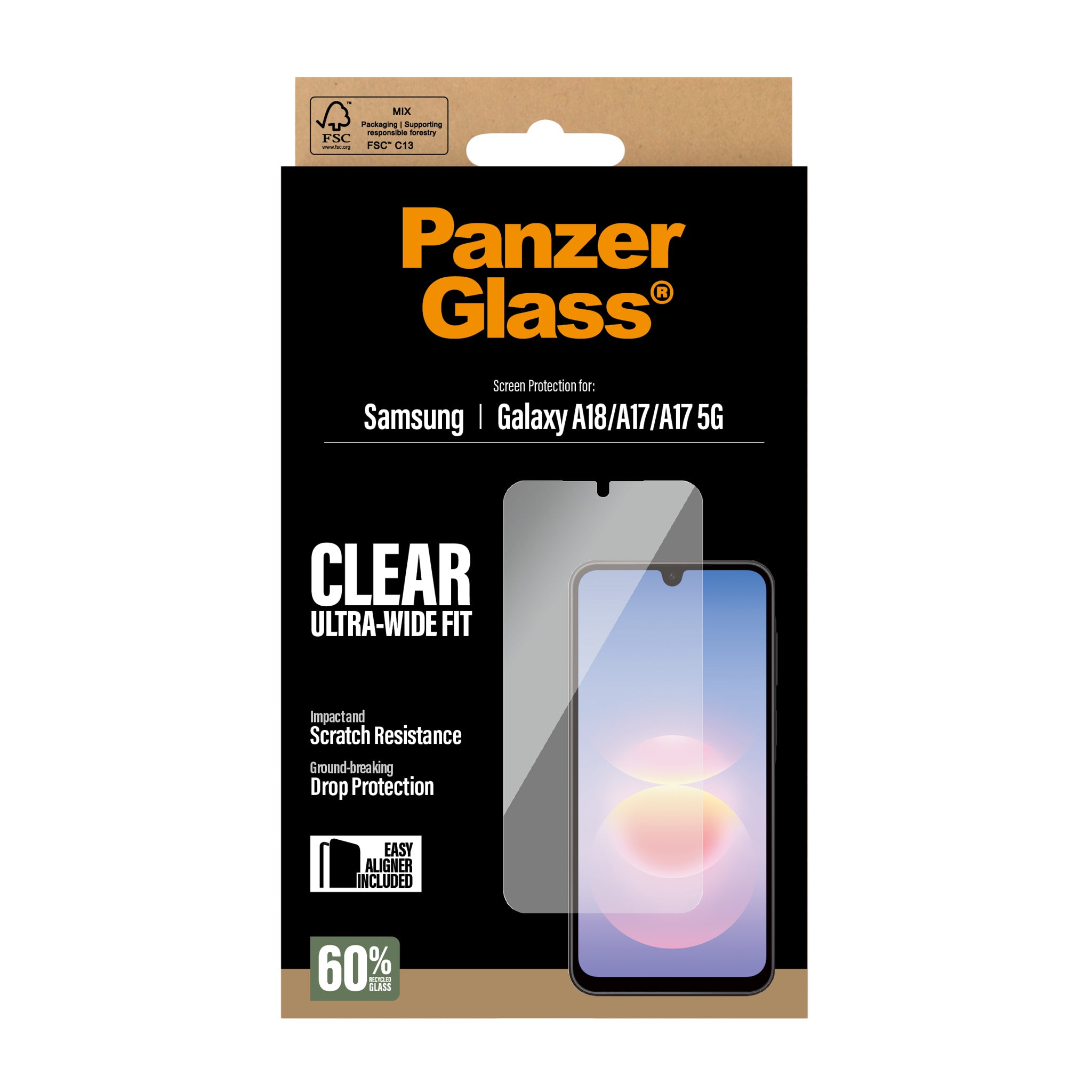 PanzerGlass® Skærmbeskyttelse Samsung Galaxy A18 | A17 | A17 5G | Ultra-Wide Fit m. EasyAligner